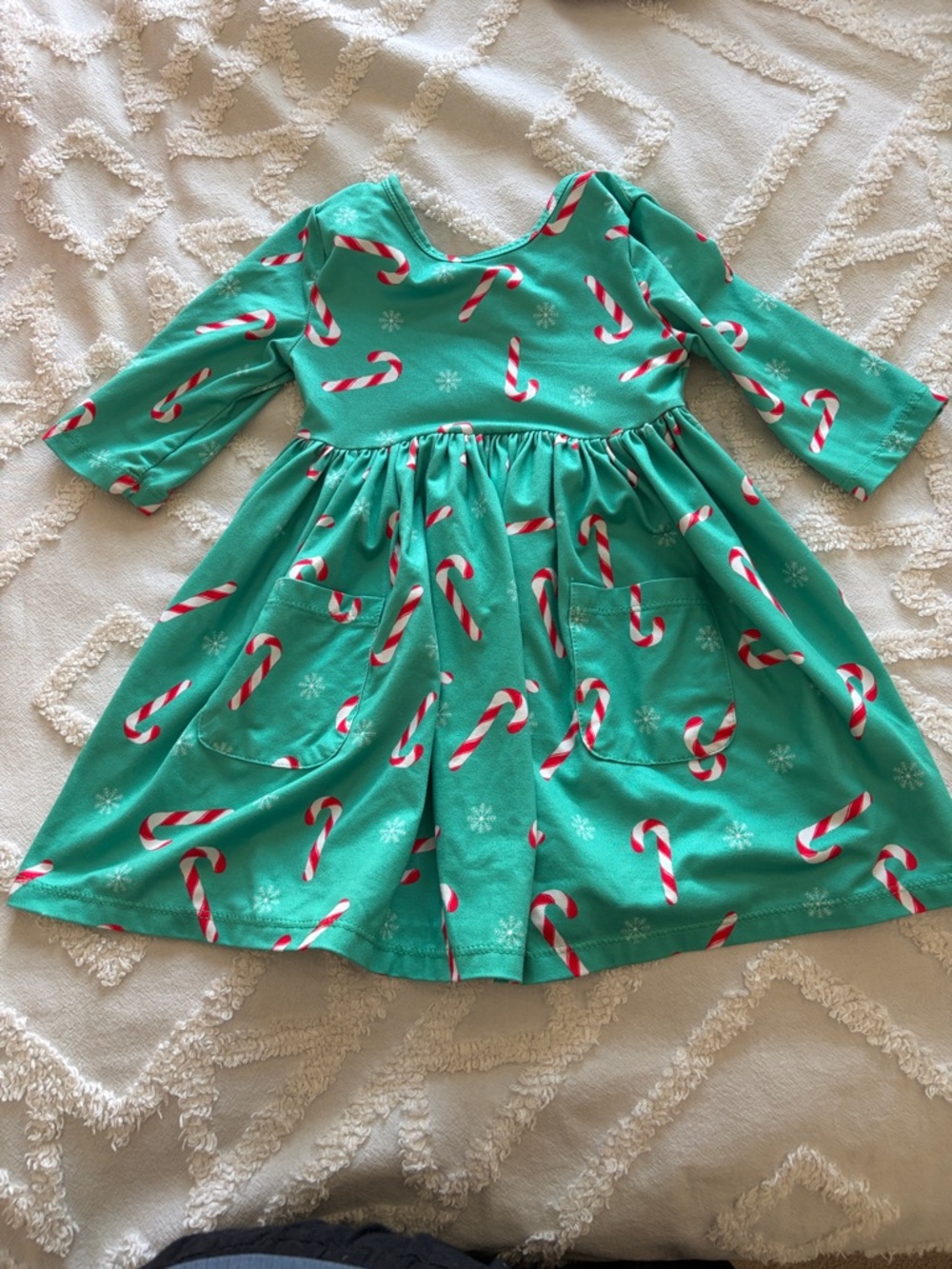 Girls' Green Candy Cane Pocket Dress - Brand: